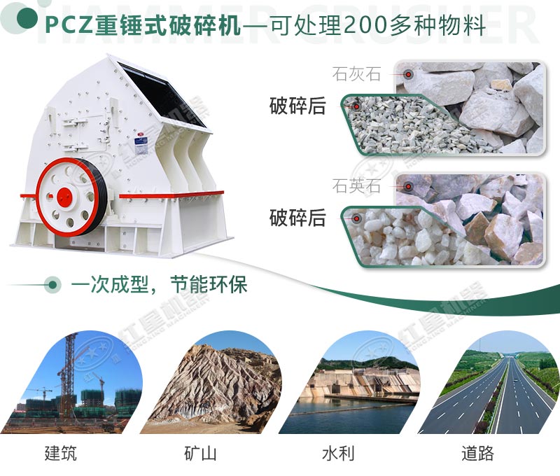 破碎多種物料，應(yīng)用領(lǐng)域廣
